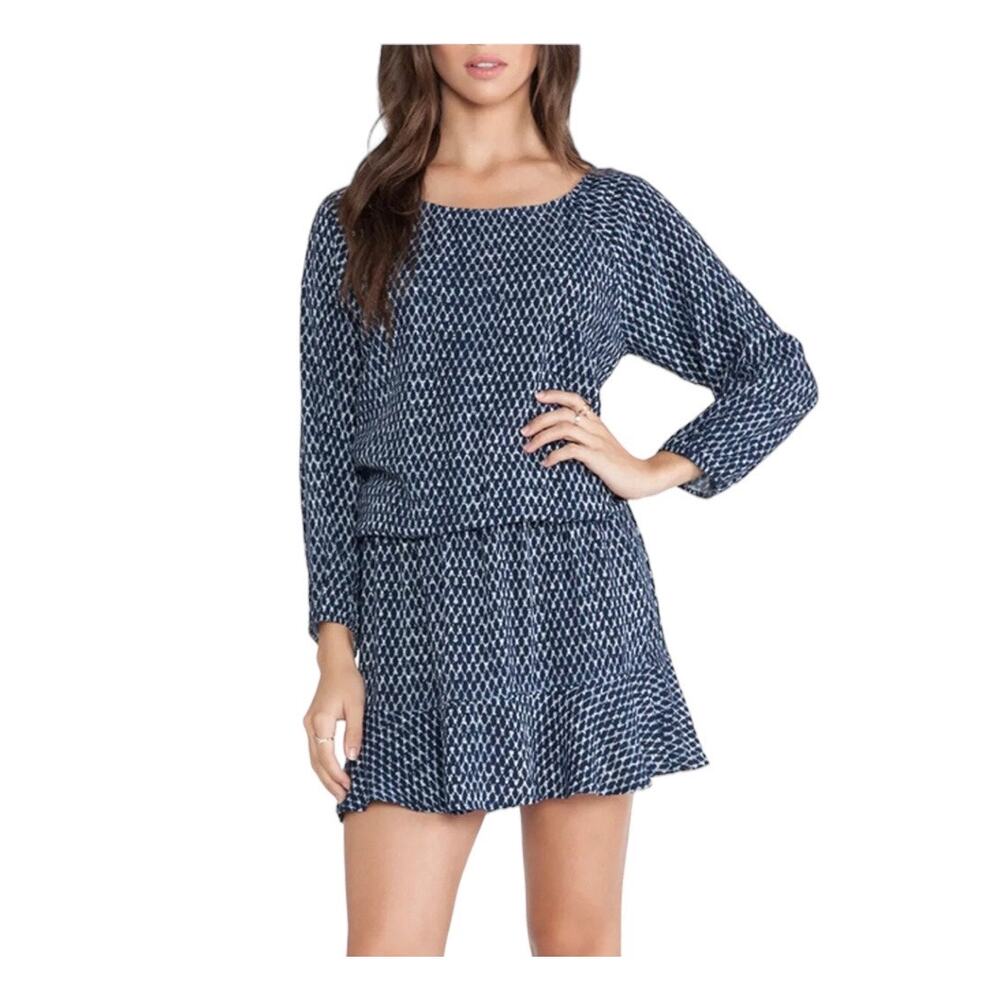 Soft Joie Women‎ Arryn B Mini Dress In Deep Indigo Elastic Waist Ruff Hem